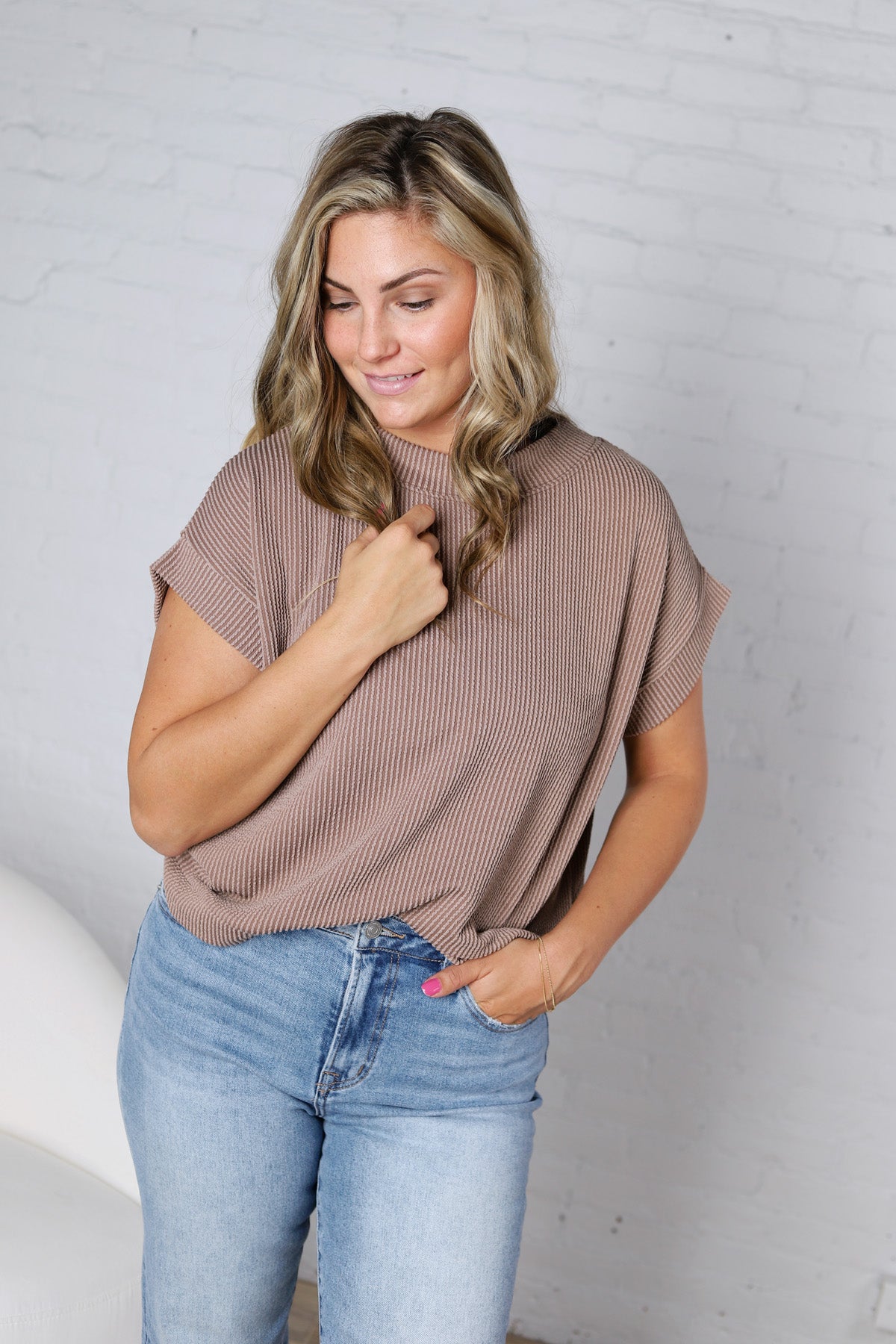Briar Ribbed Cap Sleeve Top - Mocha