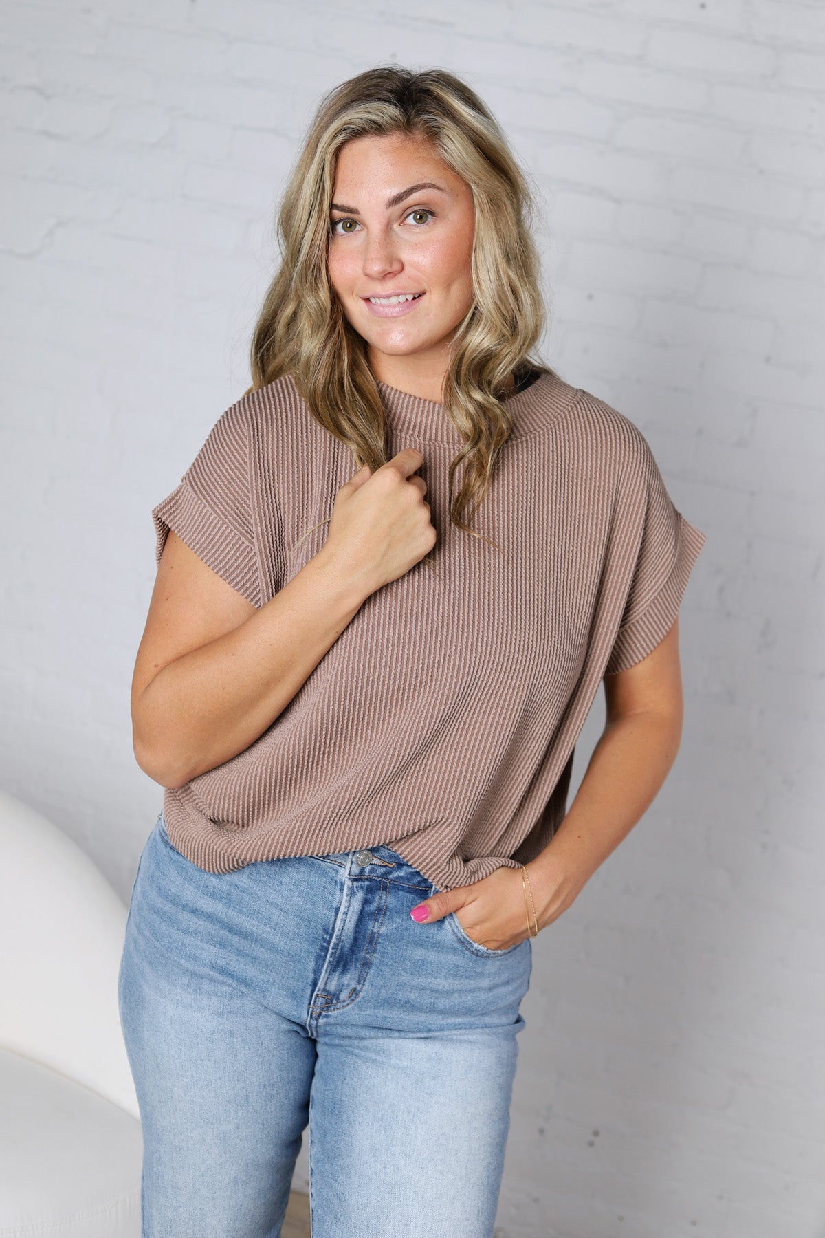 Briar Ribbed Cap Sleeve Top - Mocha