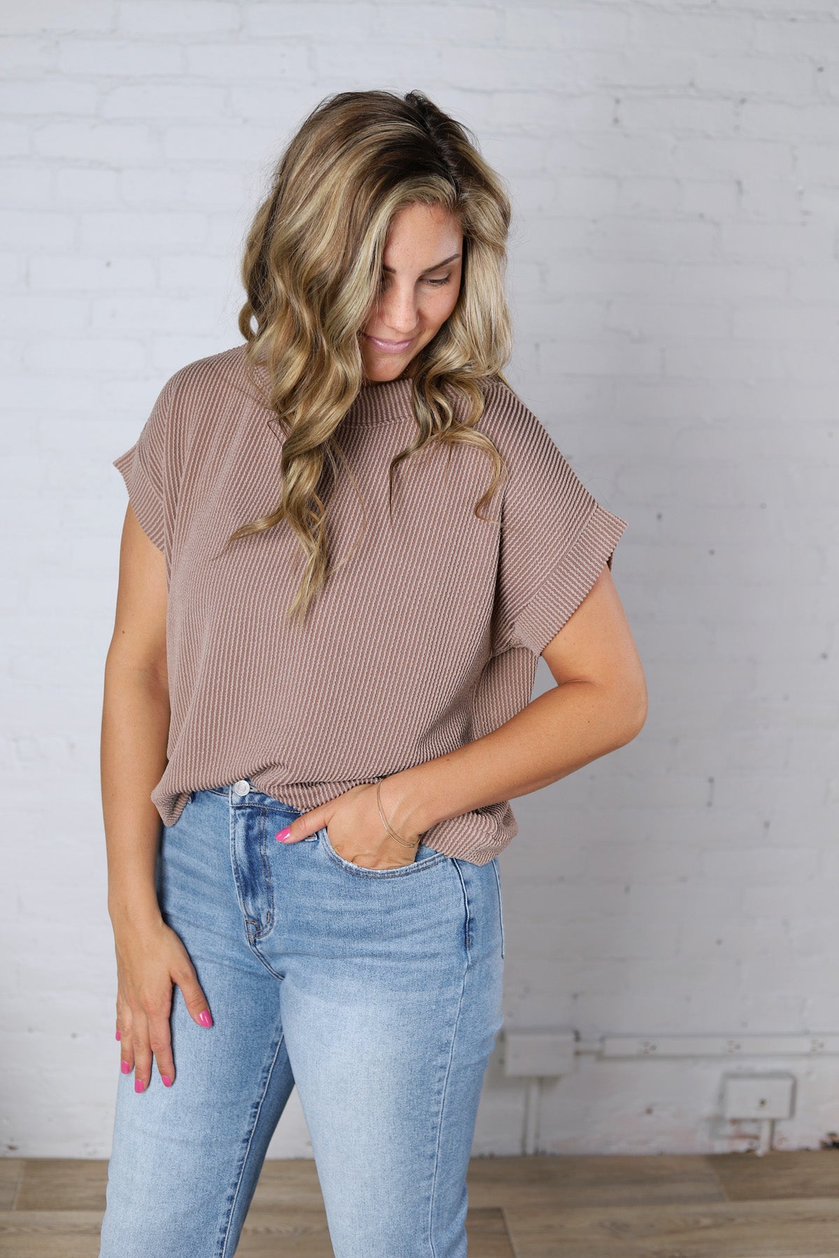 Briar Ribbed Cap Sleeve Top - Mocha