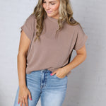 Briar Ribbed Cap Sleeve Top - Mocha
