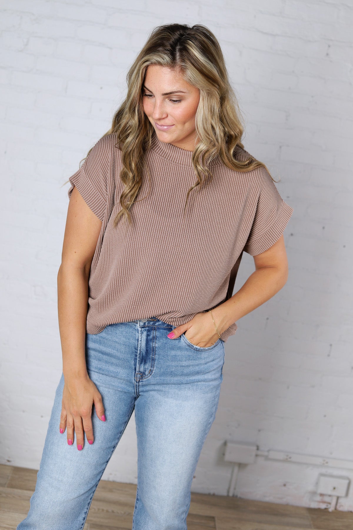 Briar Ribbed Cap Sleeve Top - Mocha