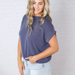 Briar Ribbed Cap Sleeve Top - Navy