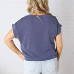 Briar Ribbed Cap Sleeve Top - Navy