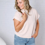 Briar Ribbed Cap Sleeve Top - Sand Beige