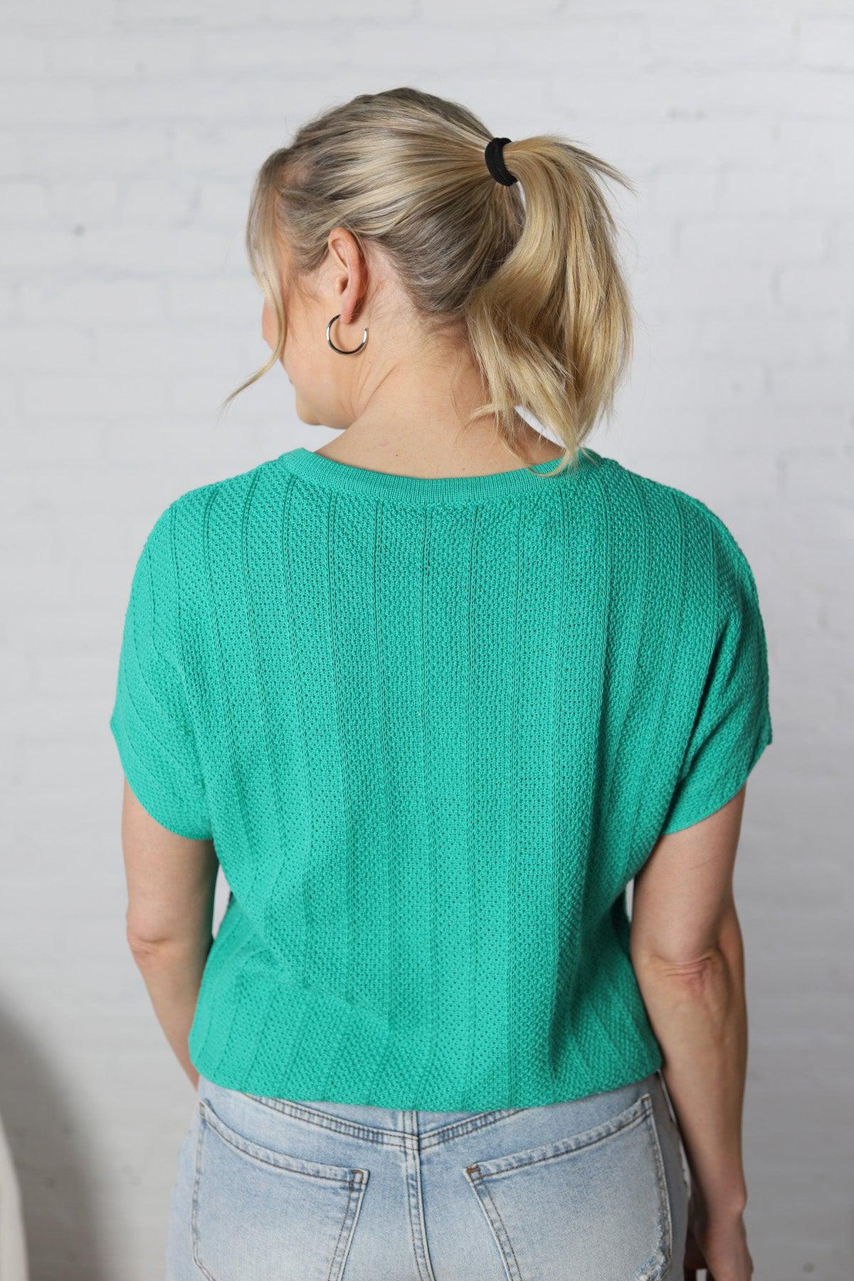 Briar Textured Sweater Top - Emerald