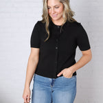 Brielle Crew Neck Cardigan - Black