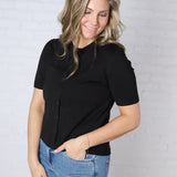 Brielle Crew Neck Cardigan - Black
