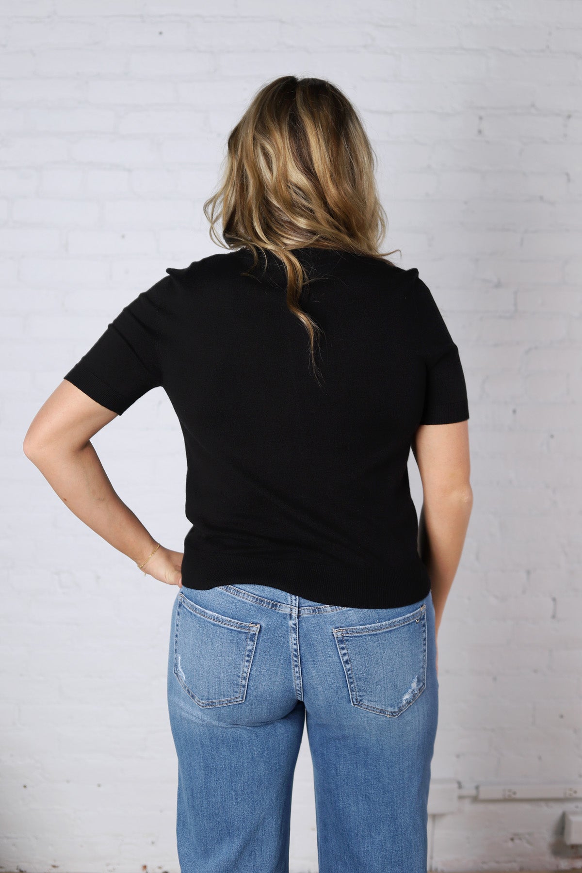 Brielle Crew Neck Cardigan - Black