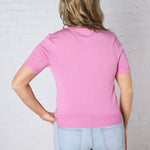 Brielle Crew Neck Cardigan - Pink FINAL SALE