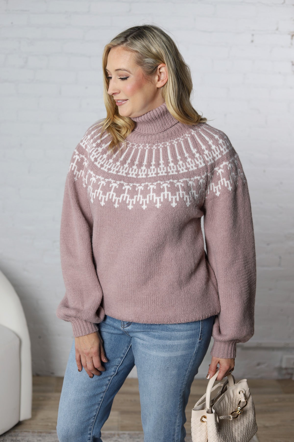 Brielle Fair Isle Turtleneck Sweater - Cashmere