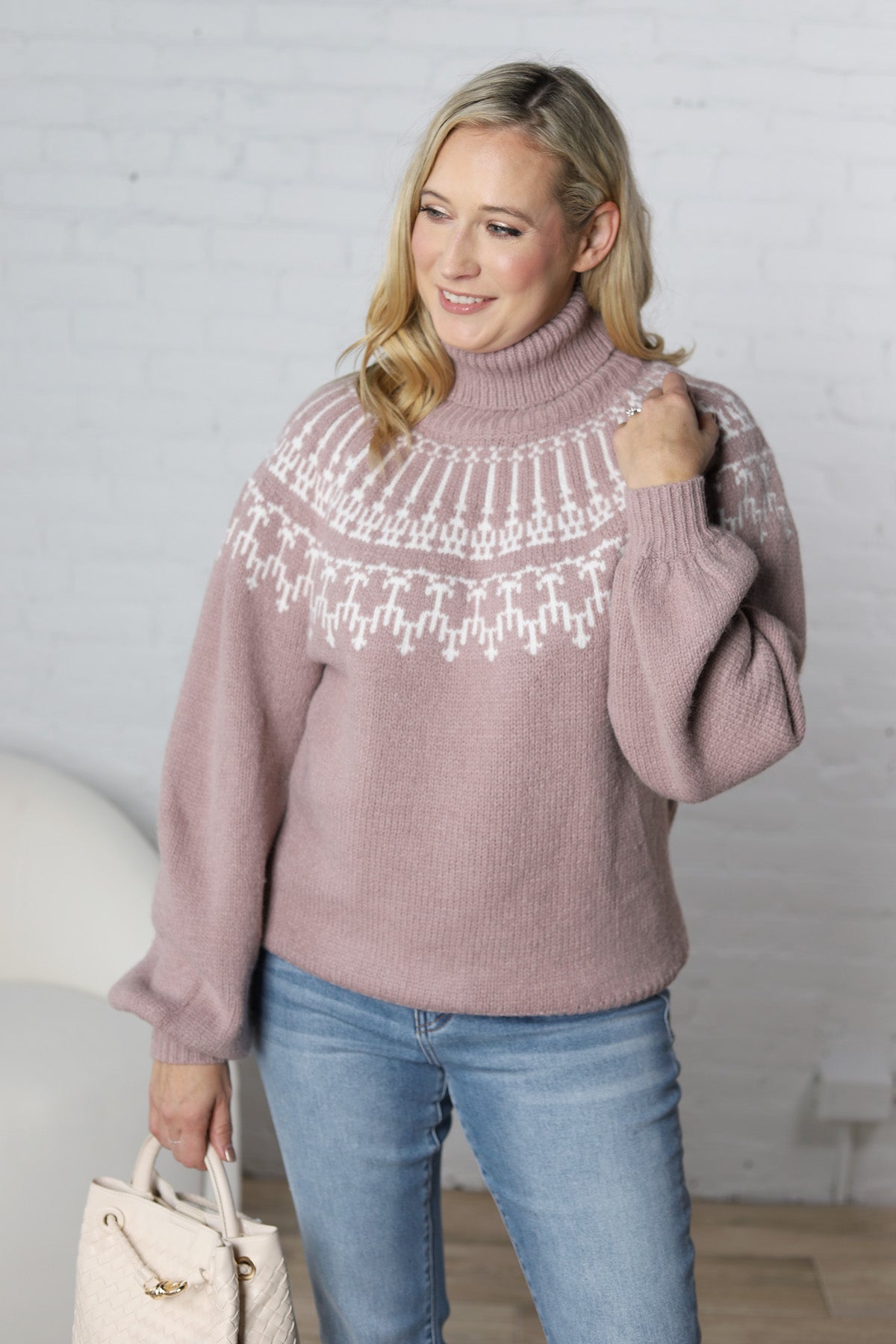 Brielle Fair Isle Turtleneck Sweater - Cashmere - FINAL SALE