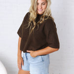 Brielle Sweater Sleeve Top - Brown