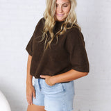 Brielle Sweater Sleeve Top - Brown