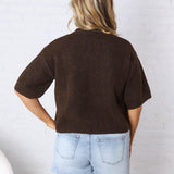 Brielle Sweater Sleeve Top - Brown