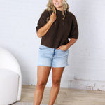 Brielle Sweater Sleeve Top - Brown