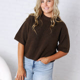 Brielle Sweater Sleeve Top - Brown