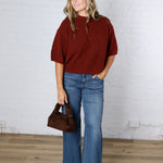 Brielle Sweater Sleeve Top - Burgundy