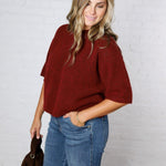 Brielle Sweater Sleeve Top - Burgundy