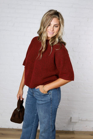 Brielle Sweater Sleeve Top - Burgundy
