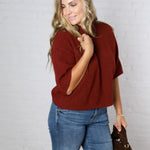 Brielle Sweater Sleeve Top - Burgundy