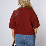Brielle Sweater Sleeve Top - Burgundy