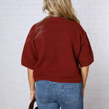 Brielle Sweater Sleeve Top - Burgundy