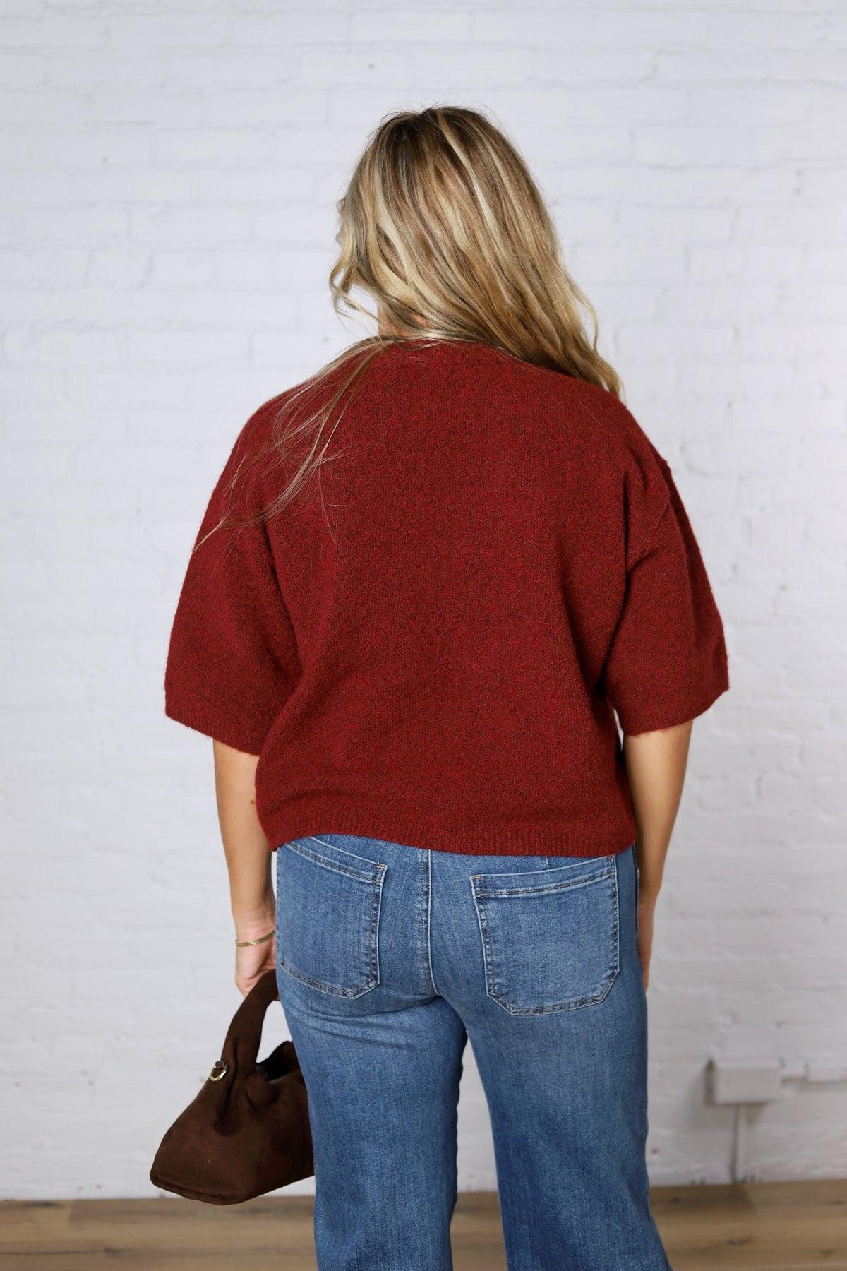 Brielle Sweater Sleeve Top - Burgundy