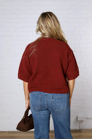Brielle Sweater Sleeve Top - Burgundy