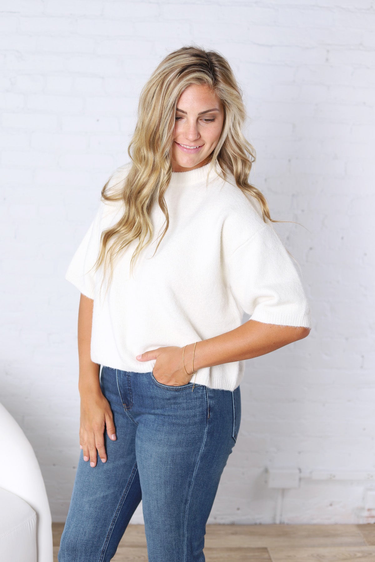 Brielle Sweater Sleeve Top - Ivory