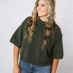 Brielle Sweater Sleeve Top - Olive