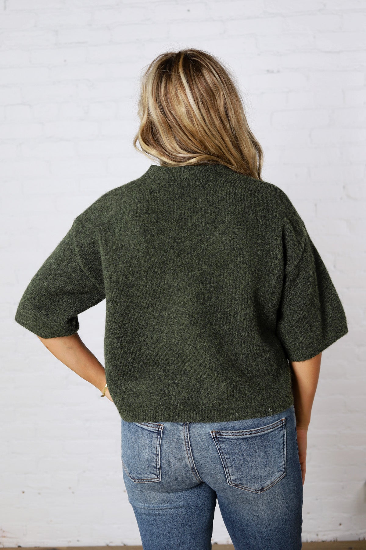 Brielle Sweater Sleeve Top - Olive