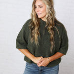 Brielle Sweater Sleeve Top - Olive