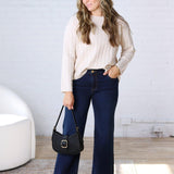 Brinlee Oversized Boy Cut Cable Knit Sweater - Ivory