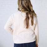 Brinlee Oversized Boy Cut Cable Knit Sweater - Ivory