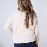 Brinlee Oversized Boy Cut Cable Knit Sweater - Ivory