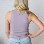 Brinley Sleeveless Crew Neck Rib Knit Top - Lilac