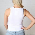 Brinley Sleeveless Crew Neck Rib Knit Top - Off White