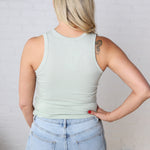 Brinley Sleeveless Crew Neck Rib Knit Top - Sage