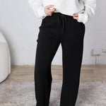 Brione Modal Poly Scuba Straight Pants - Black