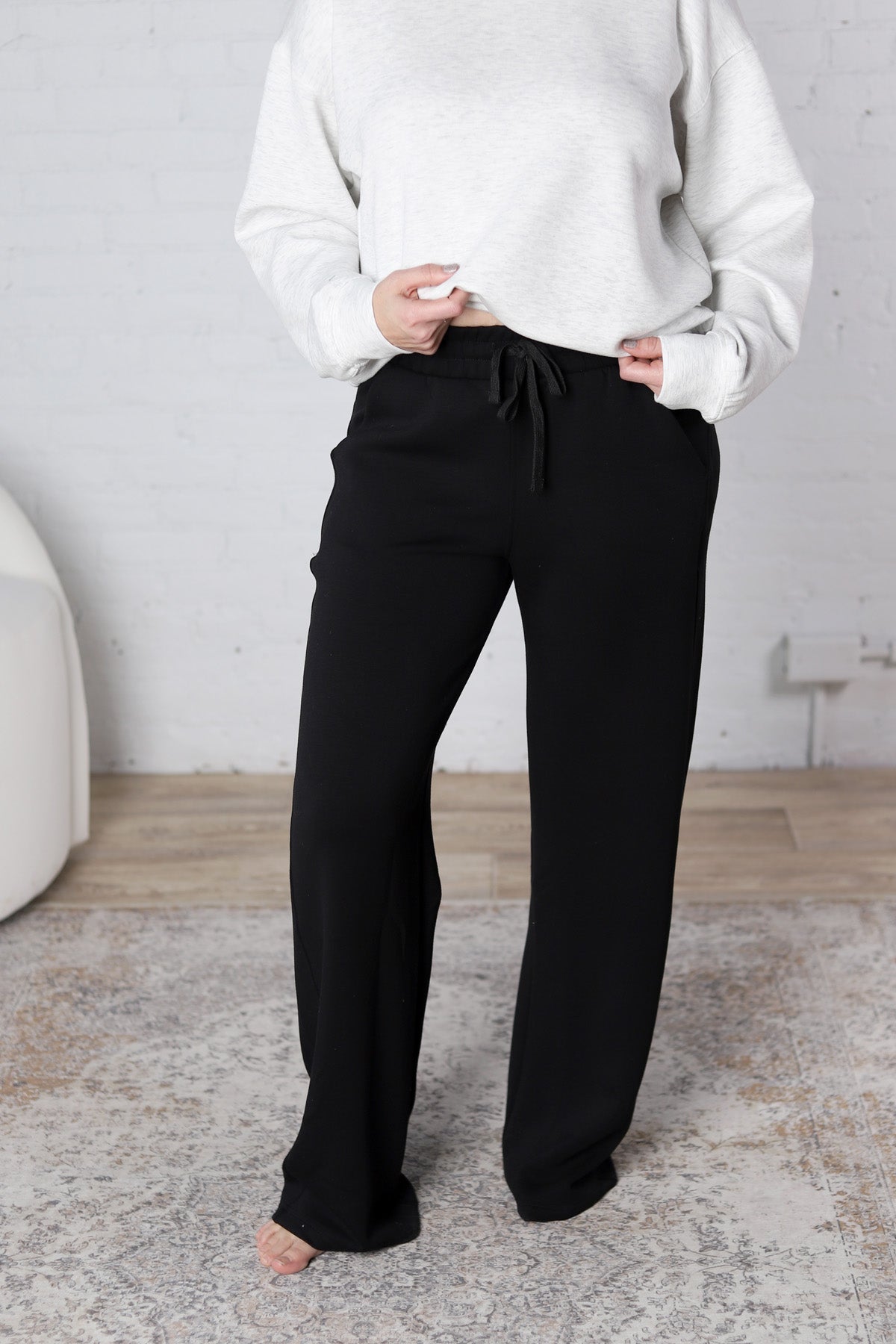 Brione Modal Poly Scuba Straight Pants - Black