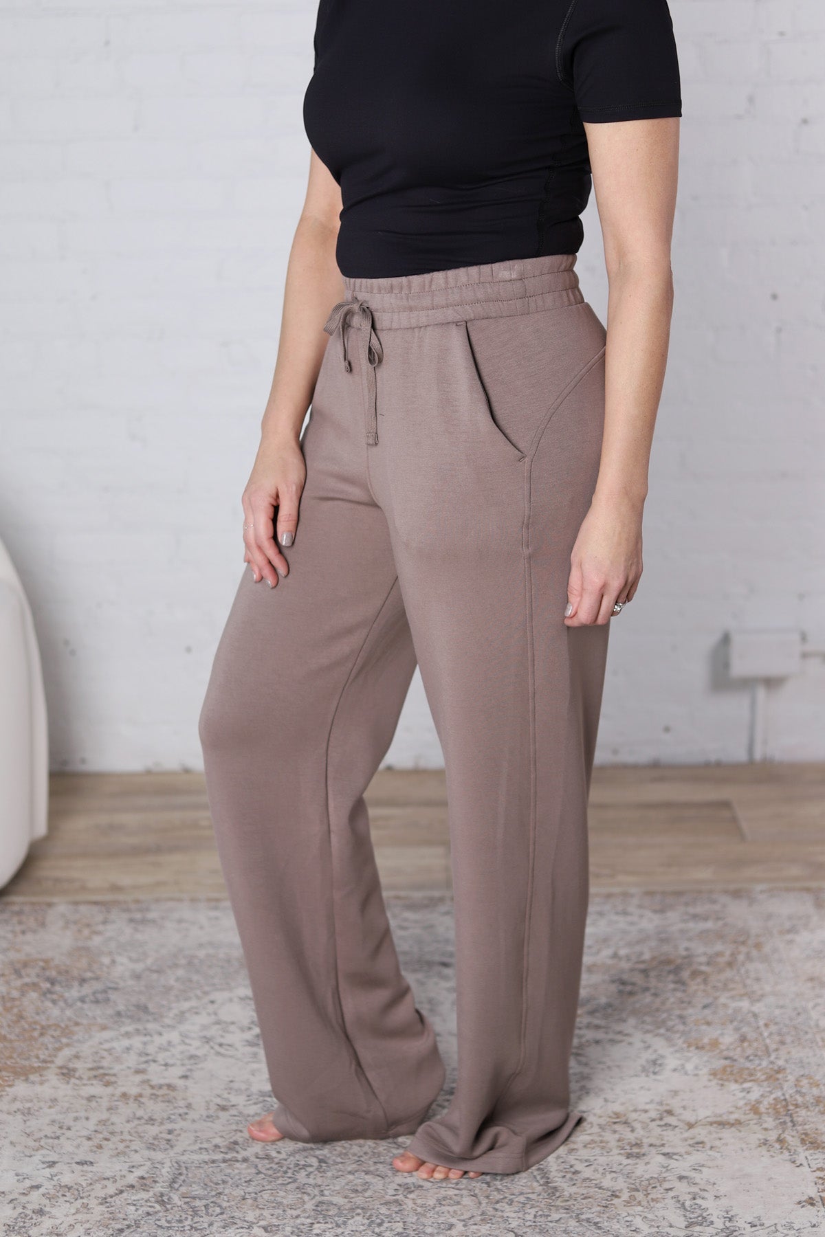 Brione Modal Poly Scuba Straight Pants - Mocha