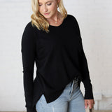 Briony Oversized High Low Sweater Top - Black