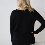 Briony Oversized High Low Sweater Top - Black