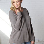 Briony Oversized High Low Sweater Top - Charcoal