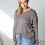 Briony Oversized High Low Sweater Top - Charcoal - FINAL SALE