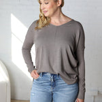 Briony Oversized High Low Sweater Top - Charcoal - FINAL SALE