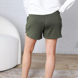 Brisa Scuba Elastic Waistband Shorts - Dk Olive