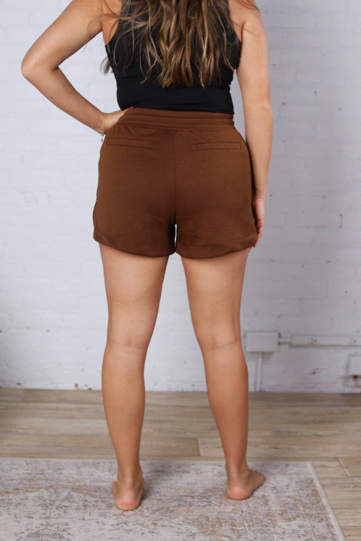 Brisa Soft Knit Lounge Shorts - Brown FINAL SALE