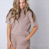 Brisa Soft Knit Round Neck Top - Cocoa