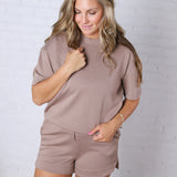 Brisa Soft Knit Round Neck Top - Cocoa